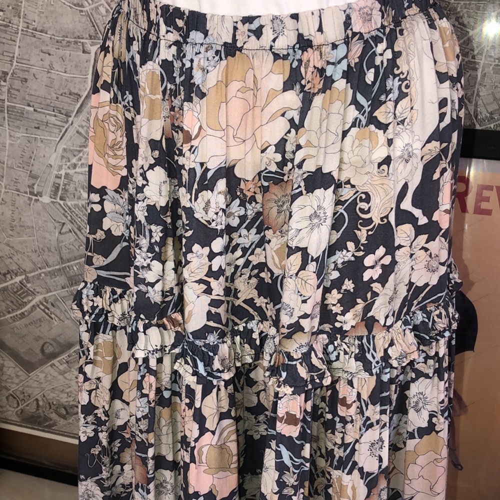 SPELL & THE GYPSY Collective Floral Maxi Skirt - Black and Cream Size M/L - Picture 4 of 11
